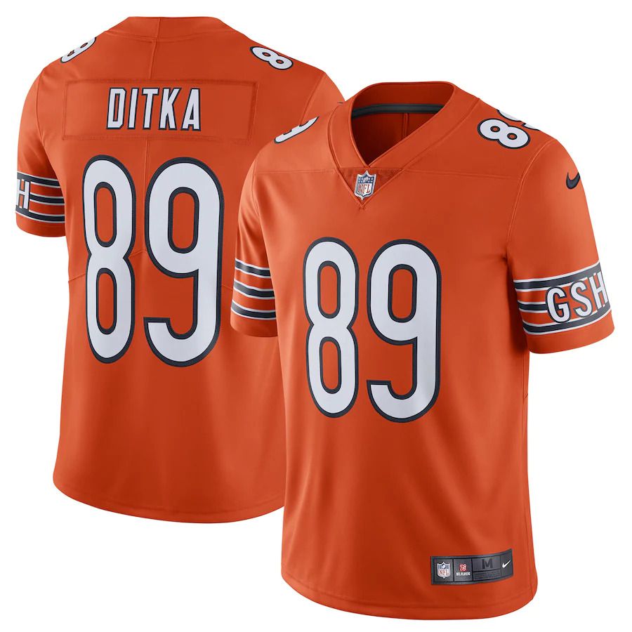 Men Chicago Bears #89 Mike Ditka Nike Orange Alternate Vapor Untouchable Limited Retired Player NFL Jersey.
